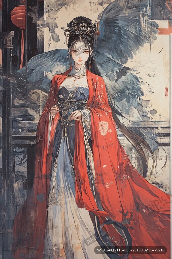 红衣少女设计古风