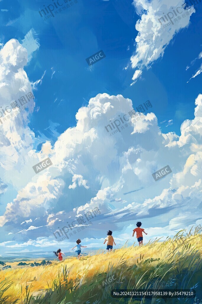 插画蓝天白云