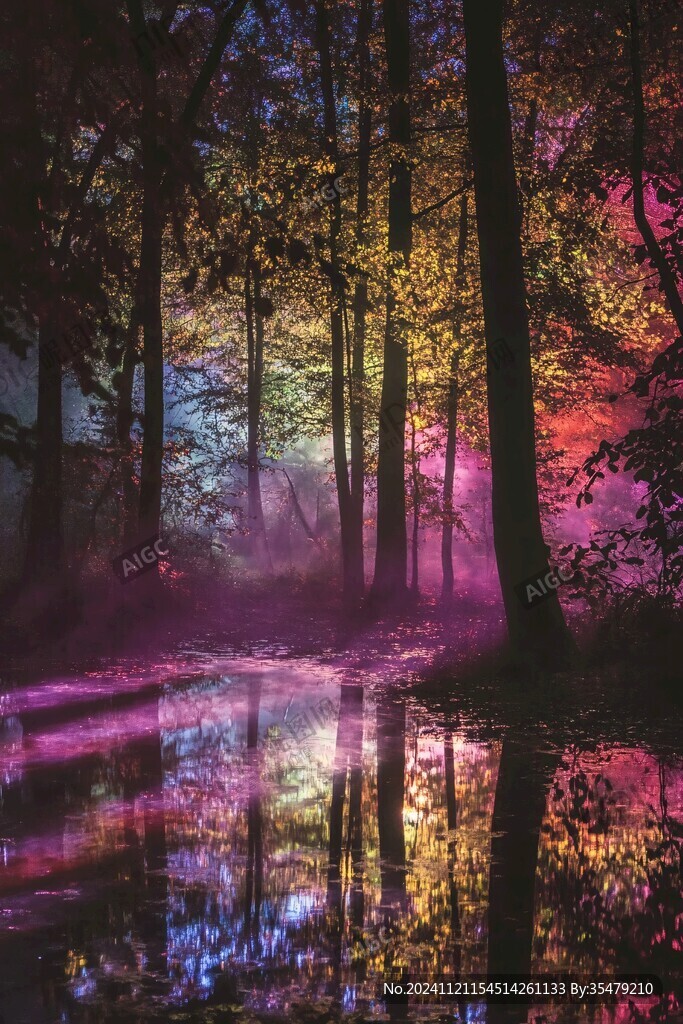 湖畔湖泊梦幻森林