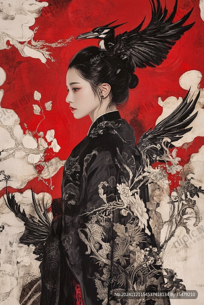 少女与仙鹤
