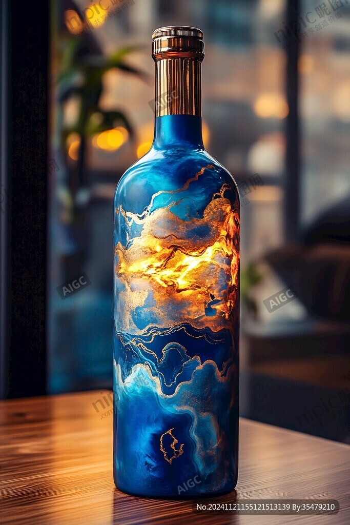 蓝色渐变酒瓶