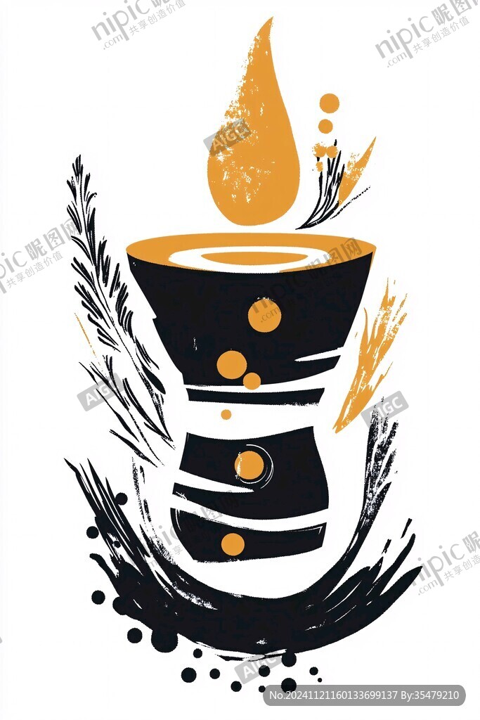 石磨油插画