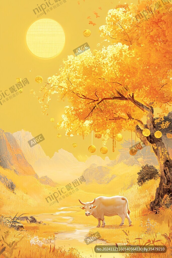 牛年月份插画