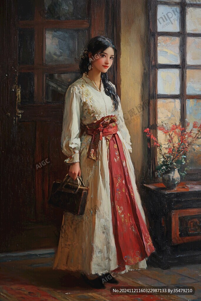 江南美女油画