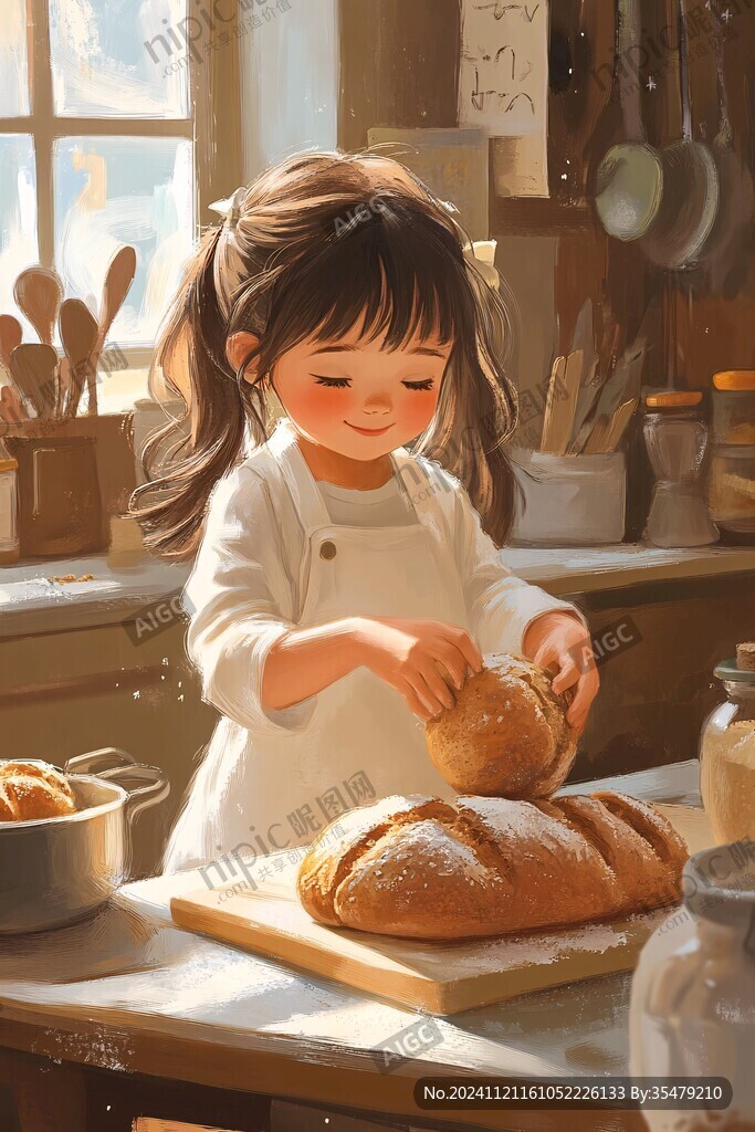 吃面包插画