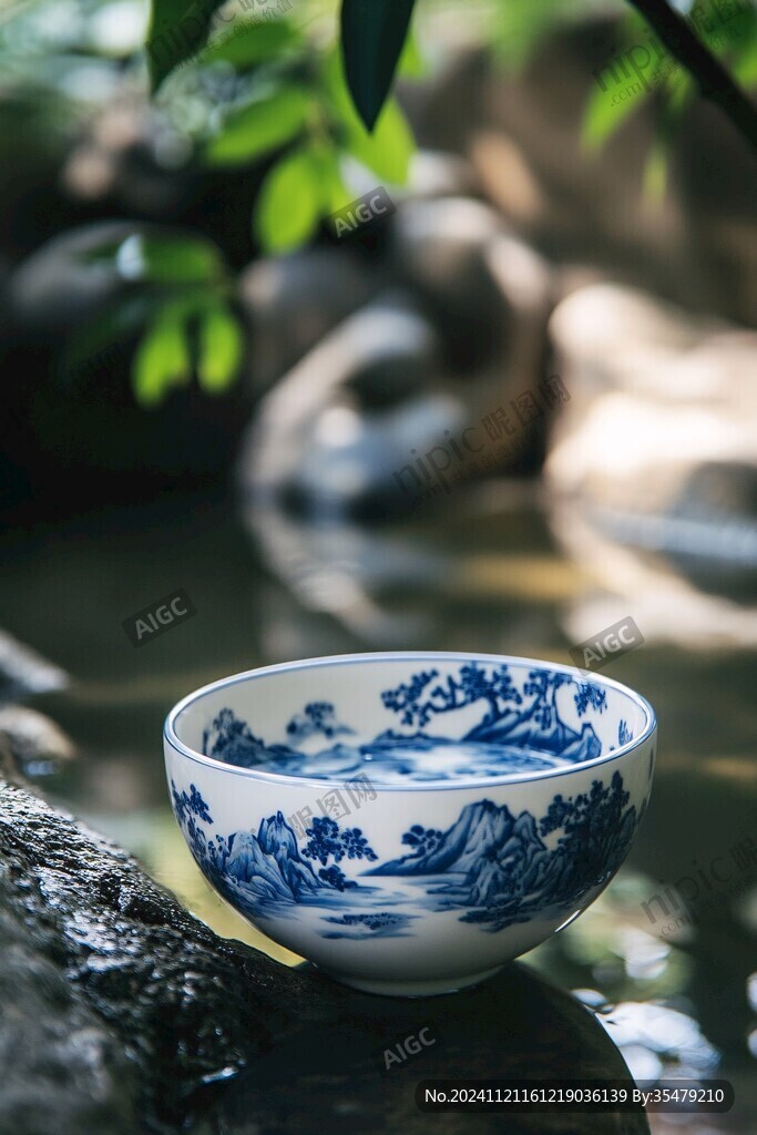 青花茶杯