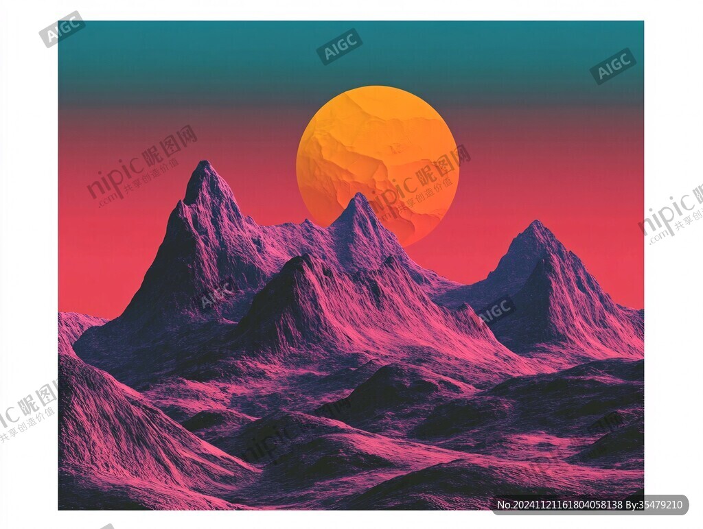 粉红色的超现实山脉