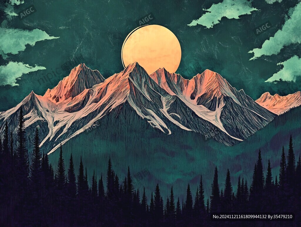 现实山景画