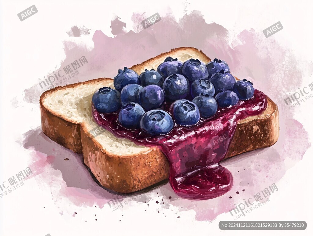 蓝莓蛋糕插画图