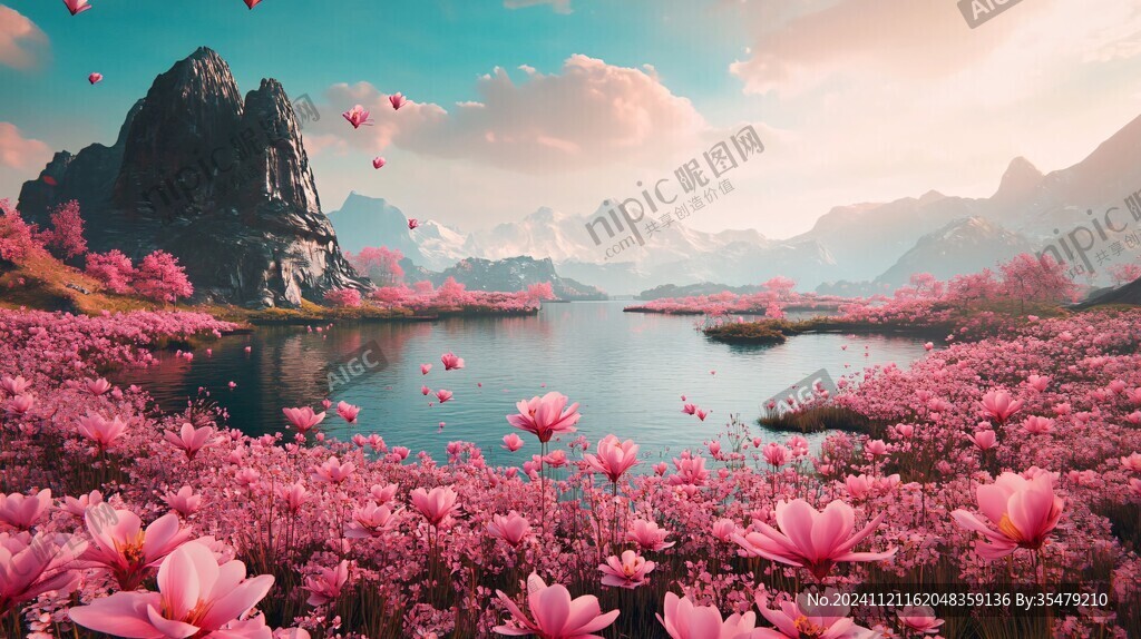 唯美梦幻花田场景