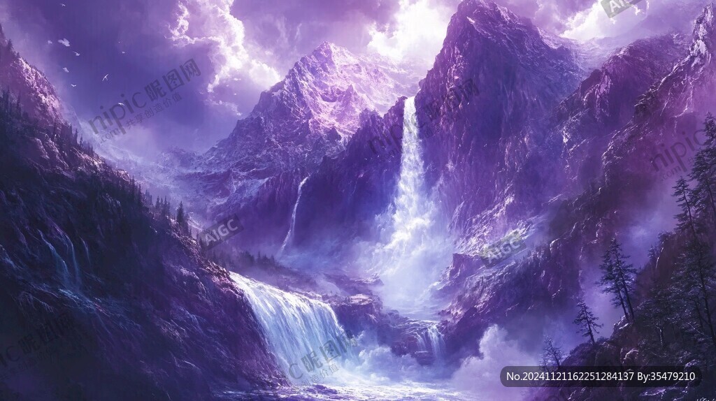 手绘紫色梦幻场景