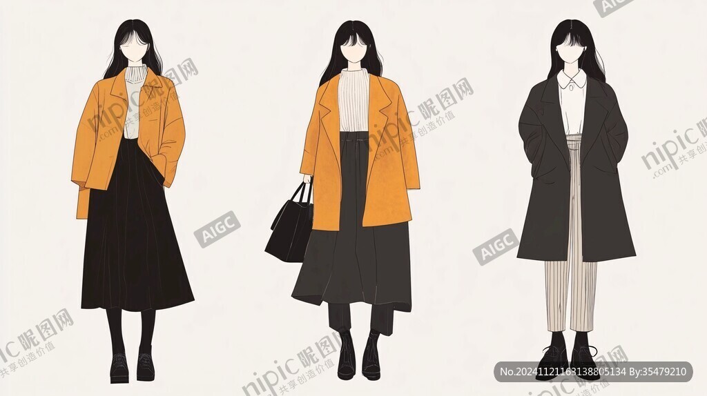 服装搭配插画人物