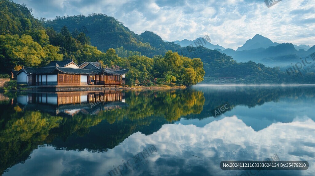 山水楼阁雅致意境风
