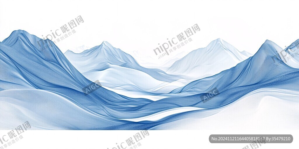 高端山水线包装插画