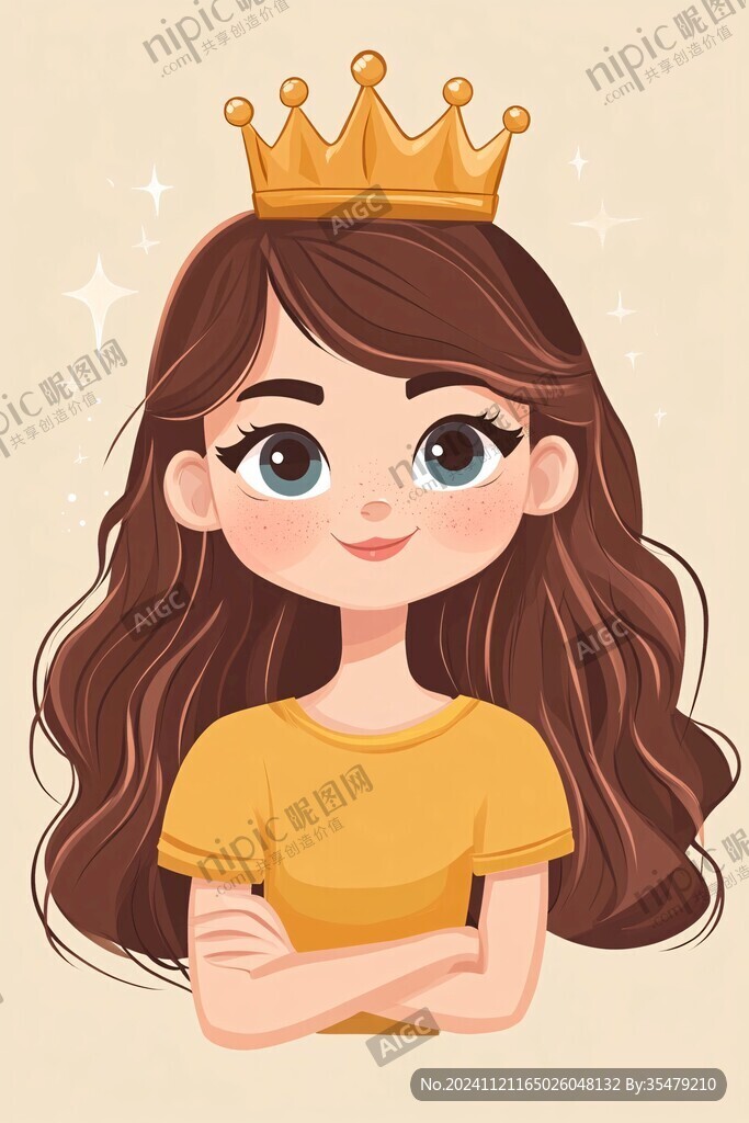 戴皇冠的女人插画