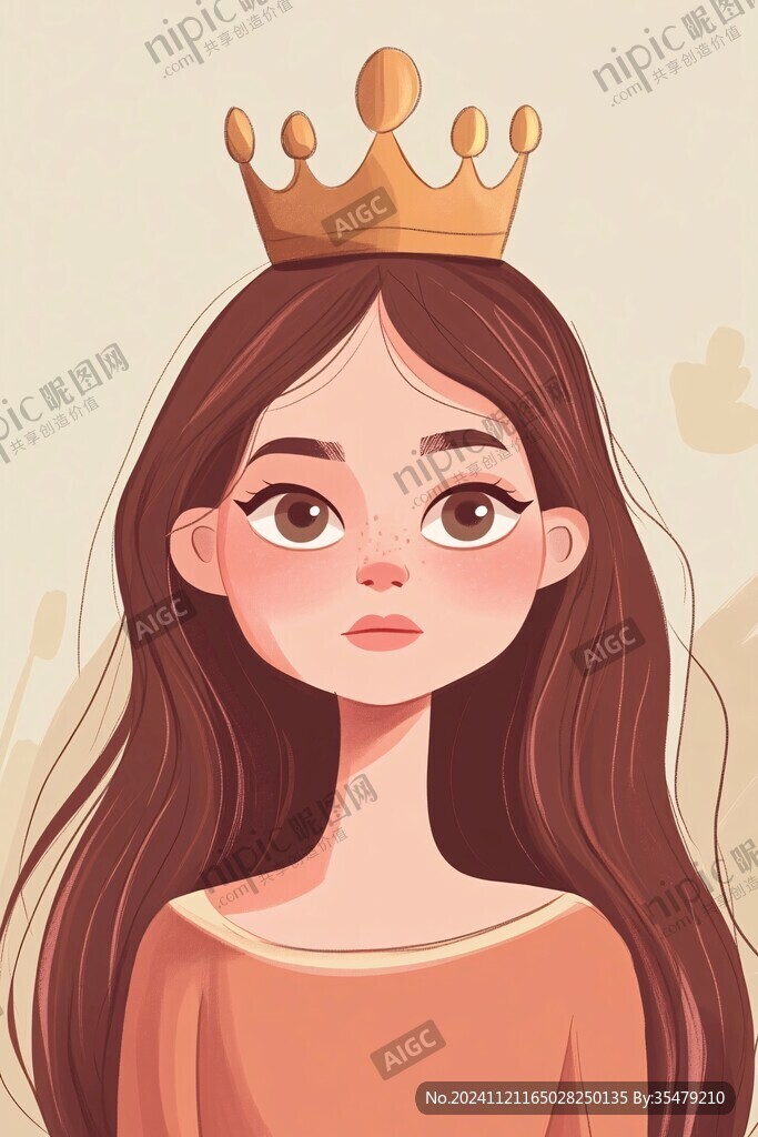戴皇冠的女人插画