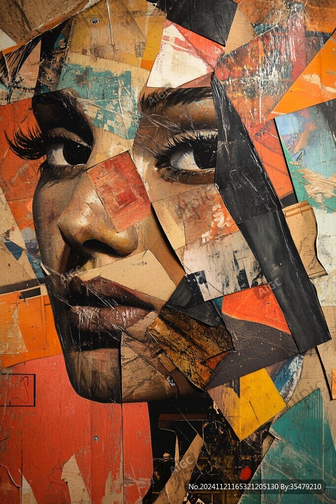 人脸色块拼接装饰画