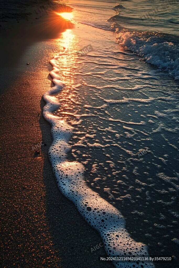 海浪浪花日出日落