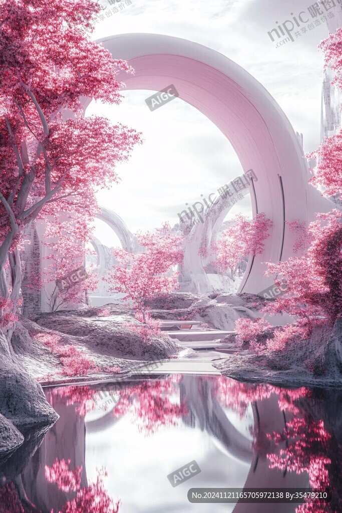 粉色的奇幻风景
