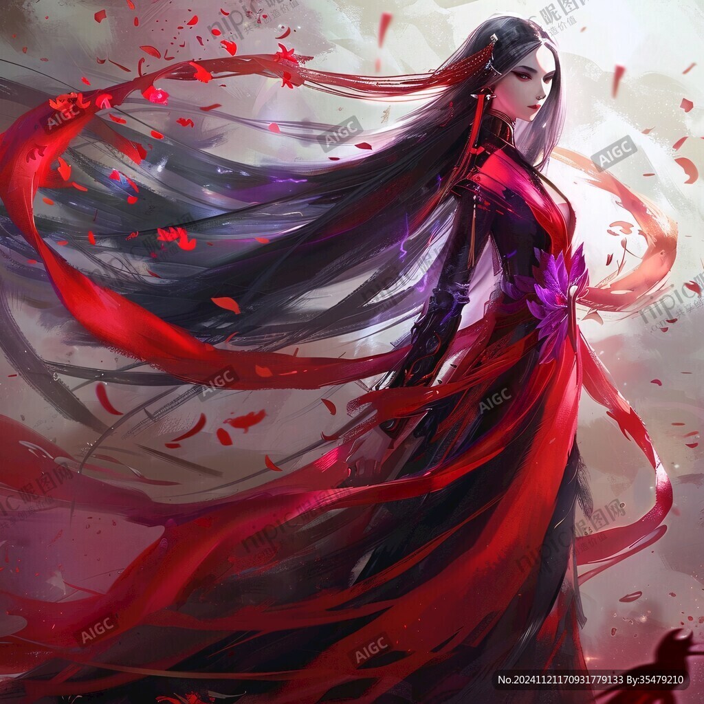 红衣少女设计古风