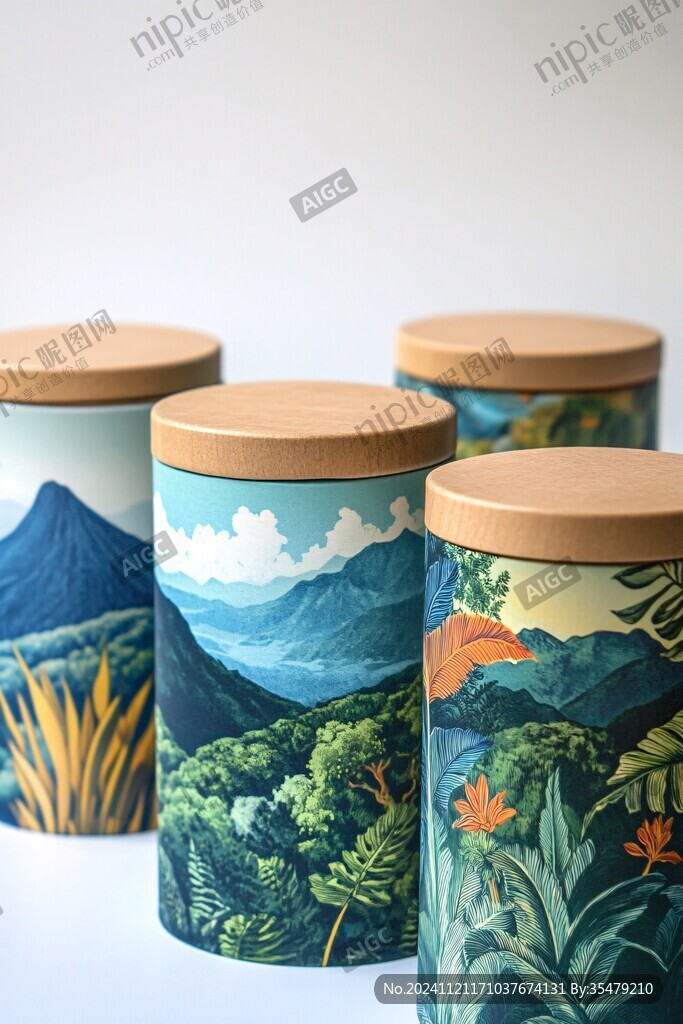 茶叶罐包装插画