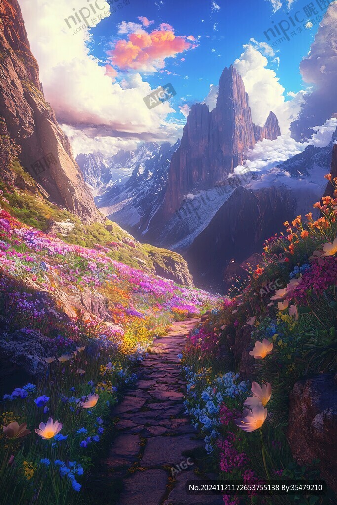唯美梦幻花田场景