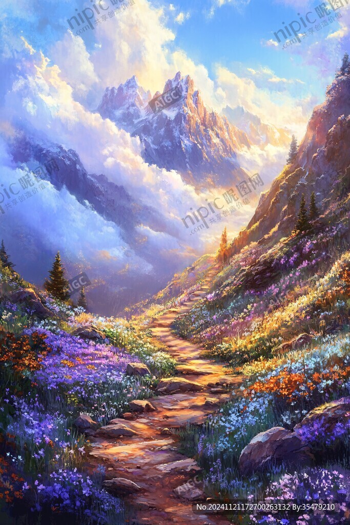 风光人间仙境油画