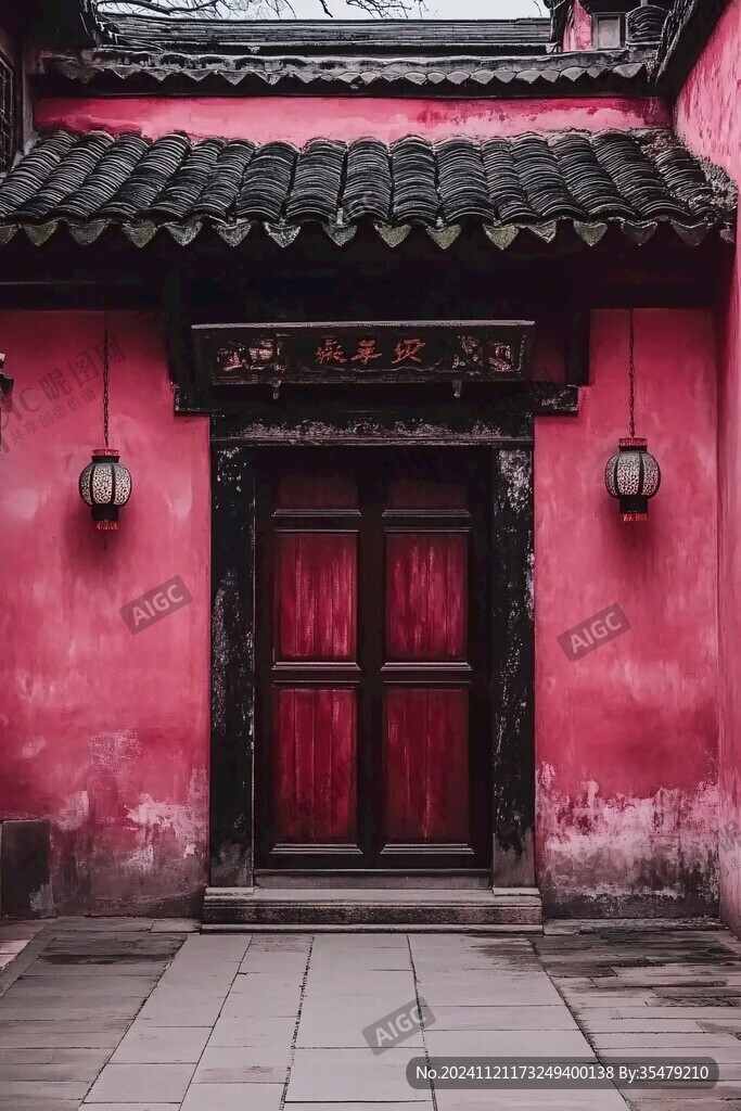 中式门头青红墙