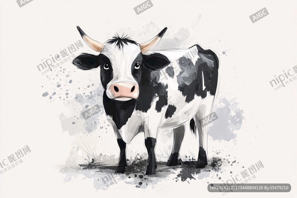 奶牛唯美插画
