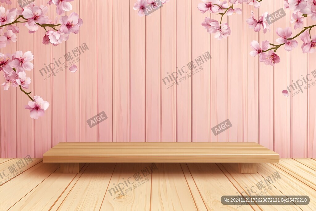 手绘樱花背景墙
