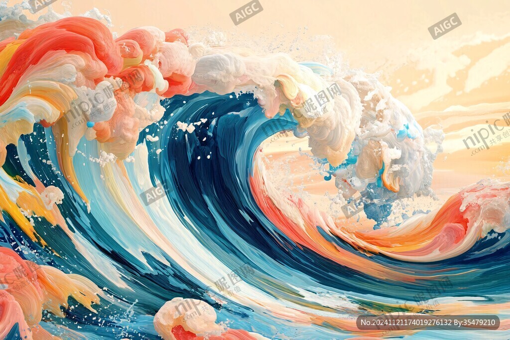 古风海浪包装插画