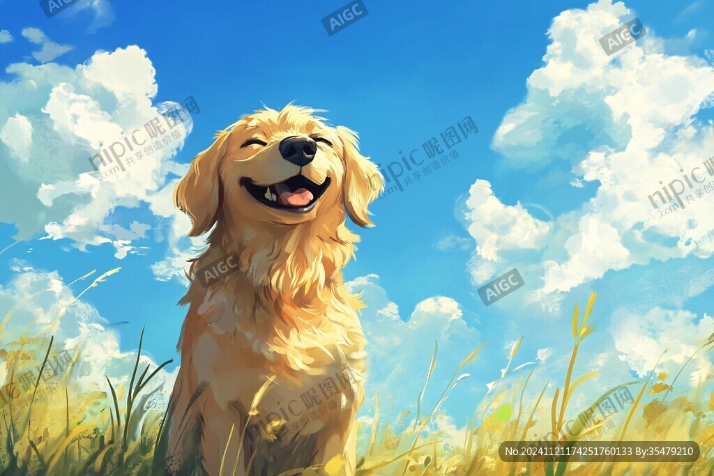金毛犬插画
