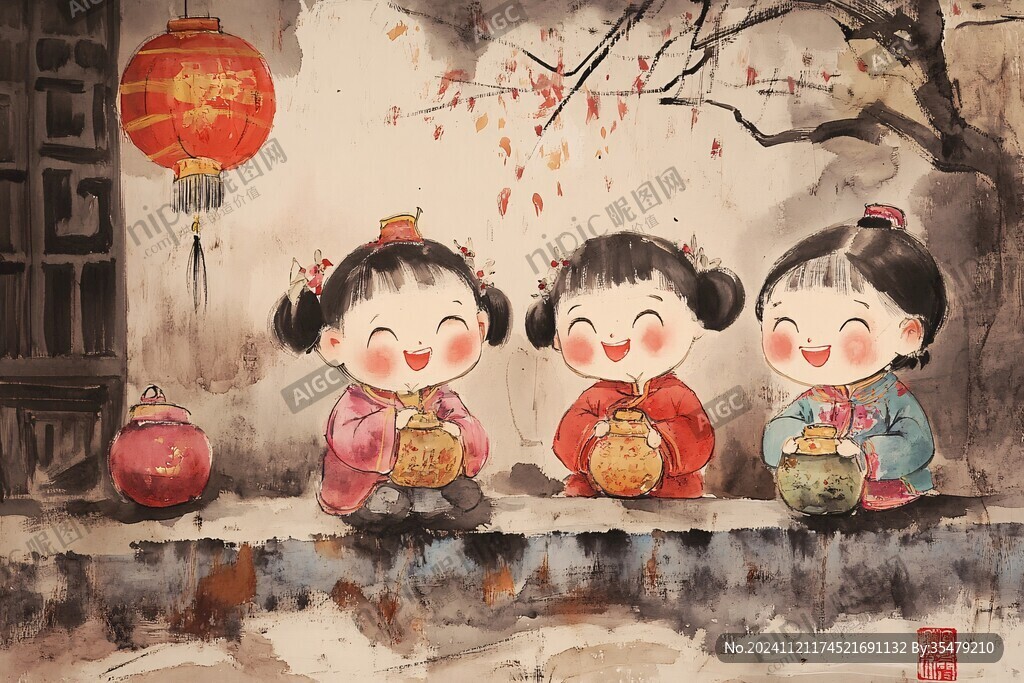 新年儿童插画