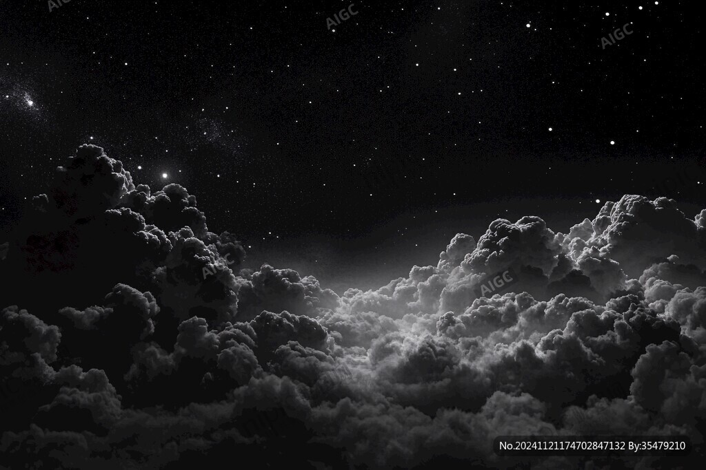 夜晚云彩星星