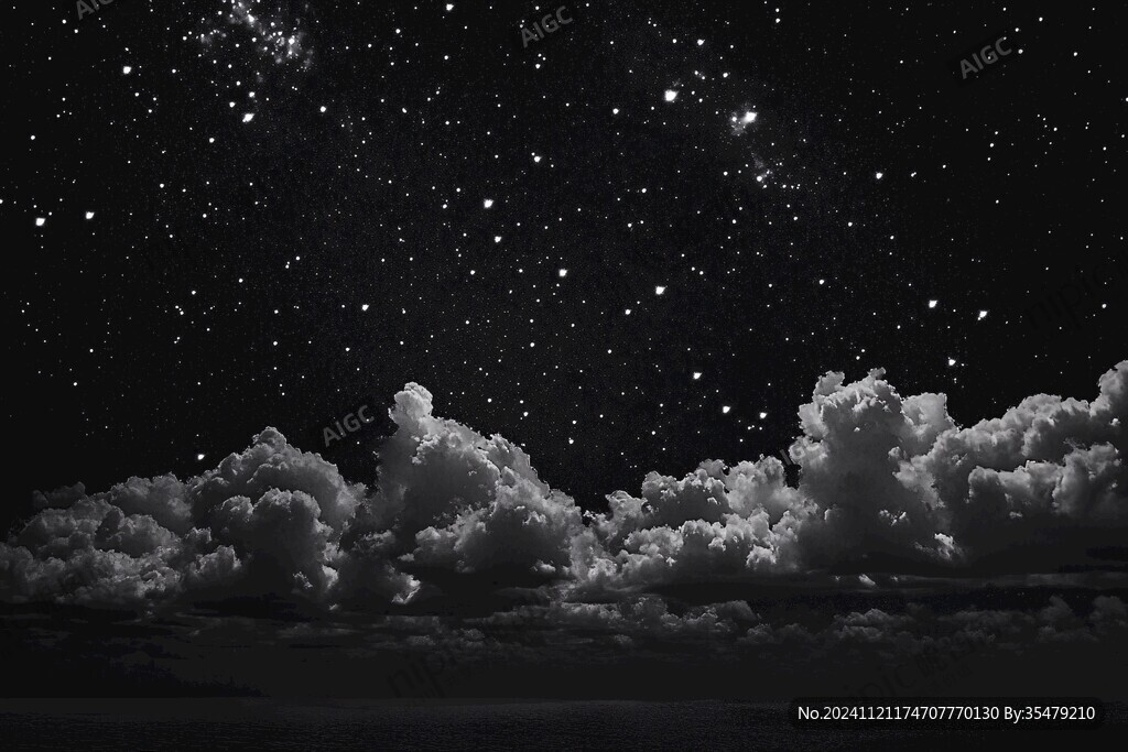 夜晚云彩星星