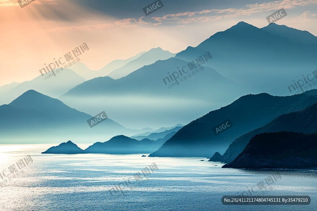 自然风景远山山脉霞光