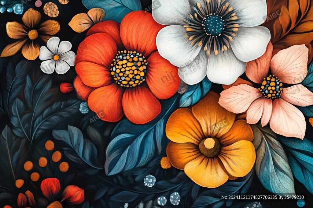 手绘创意百花壁纸