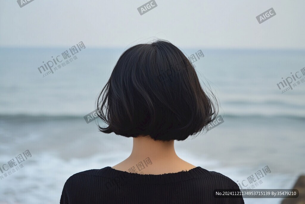 短发女人背影