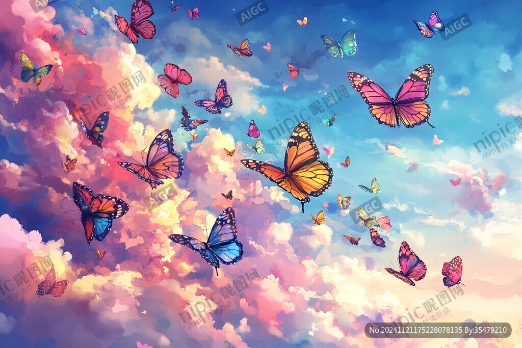 插画梦幻蝴蝶