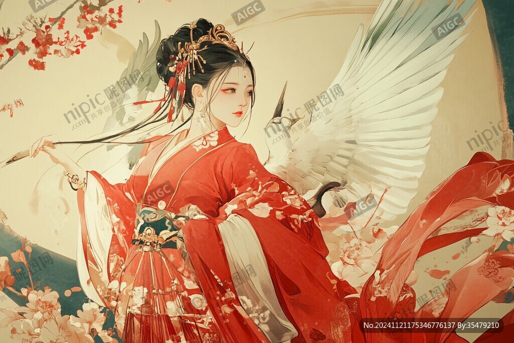 红衣少女设计古风