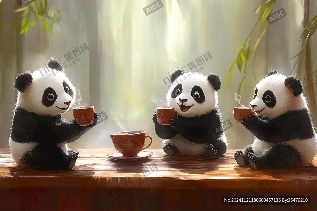 喝茶的熊猫