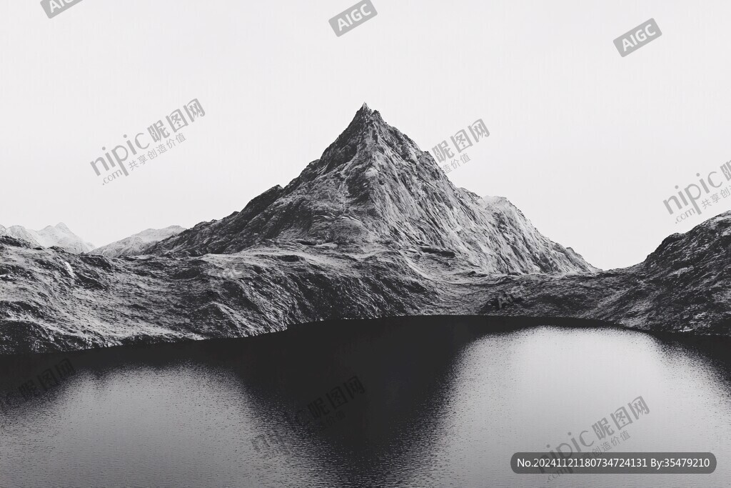 黑白意境山