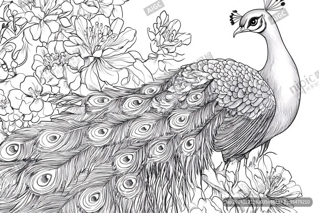 白描锦鸡