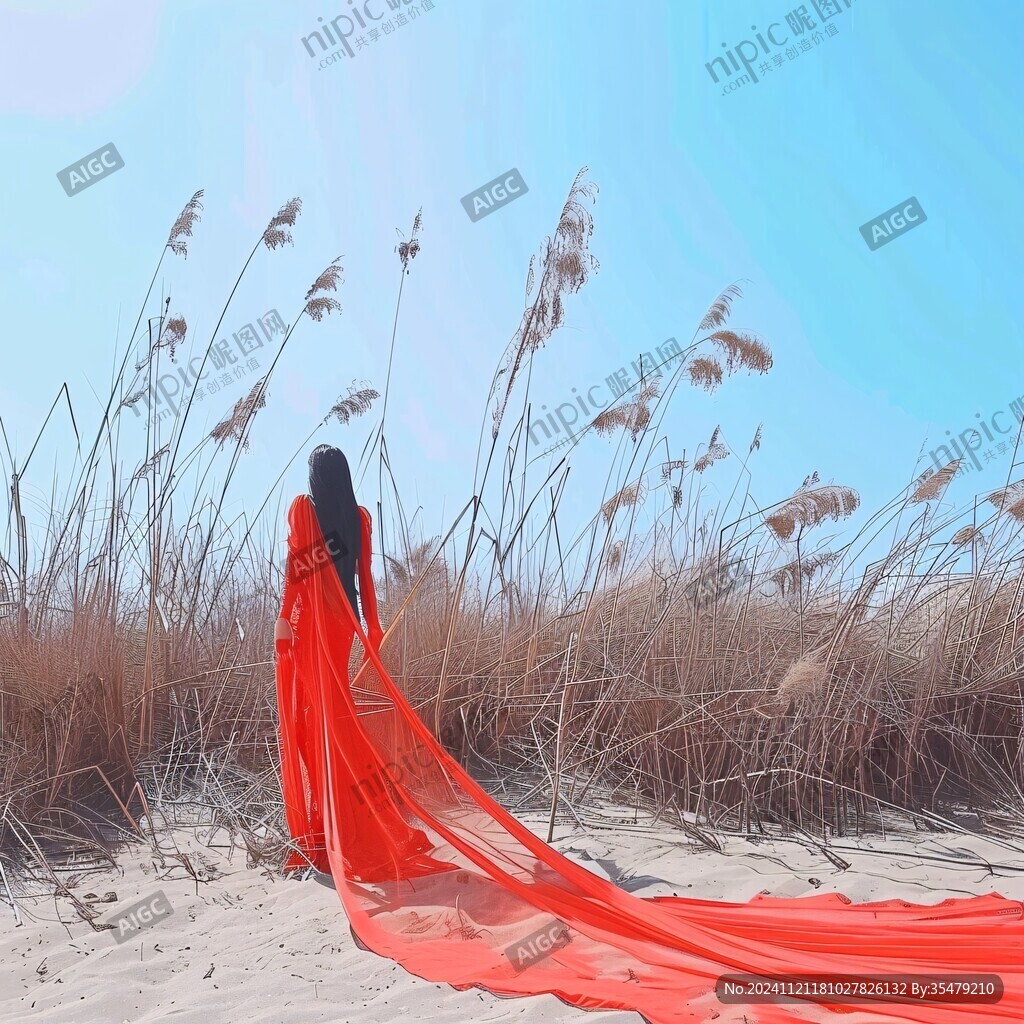 沙漠红衣美女