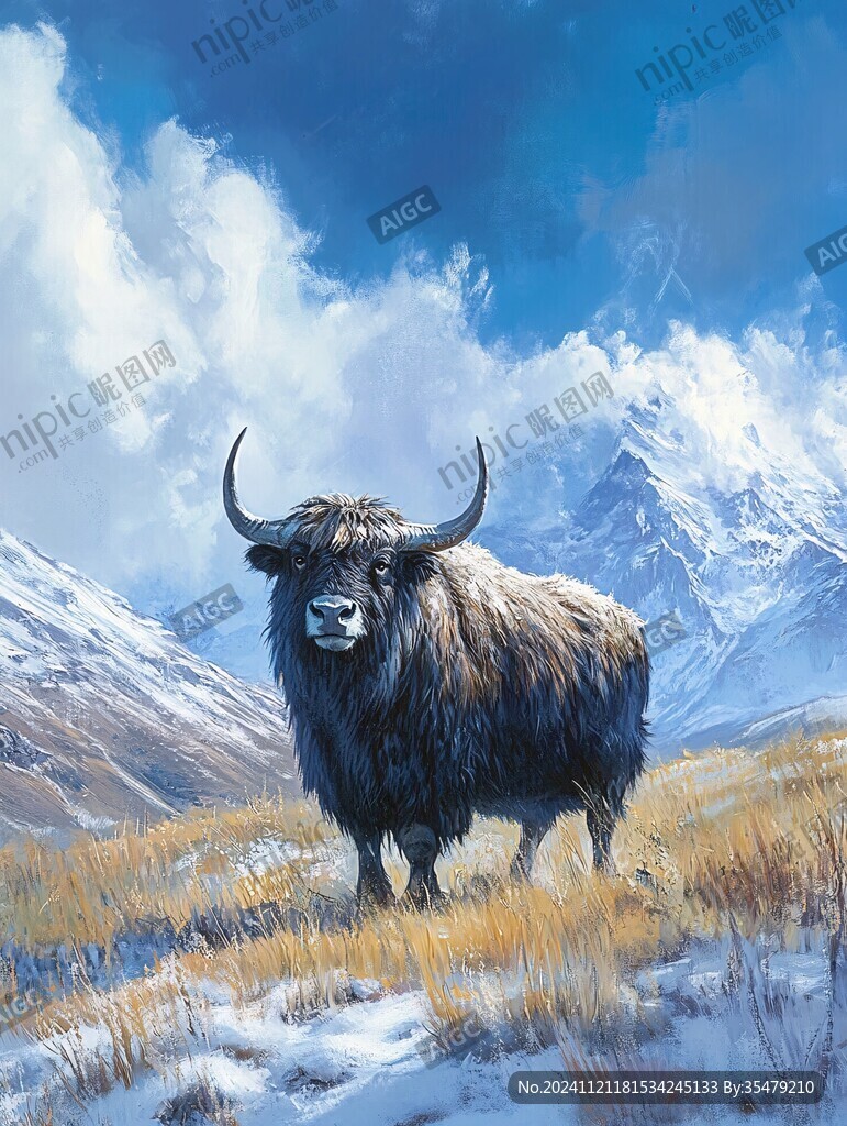 野牦牛插画