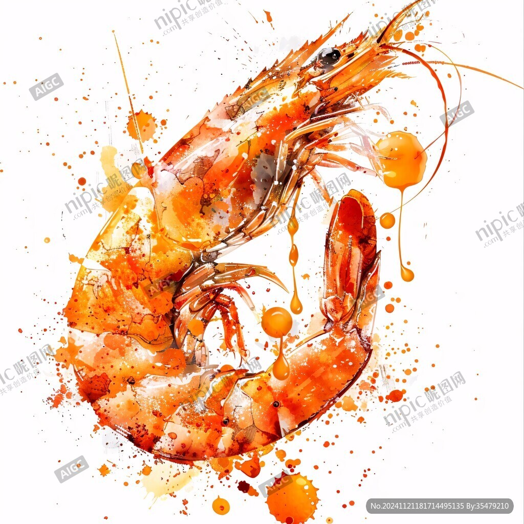 大虾包装插画