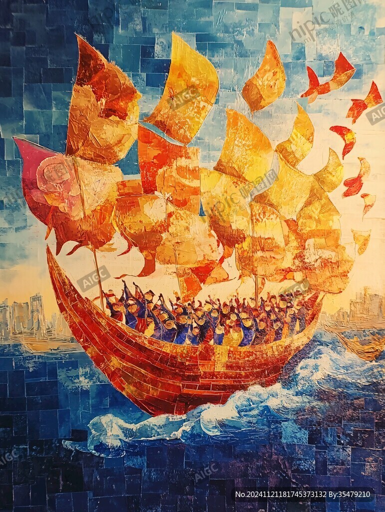 一帆风顺壁画