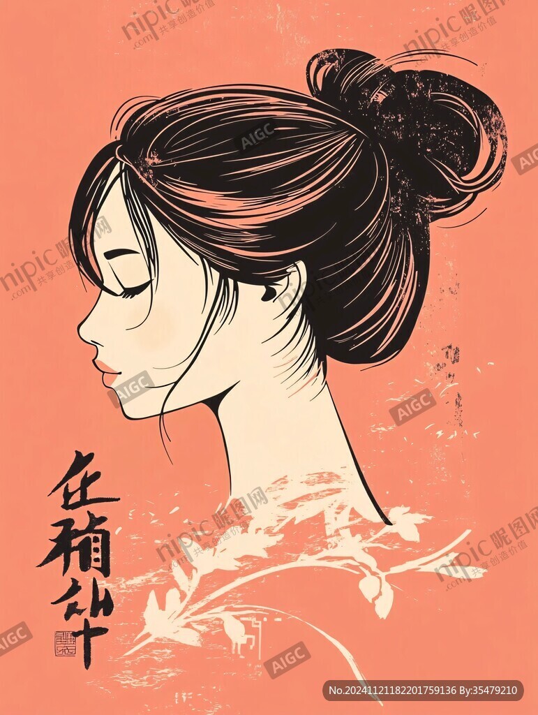 刺桐花女插画