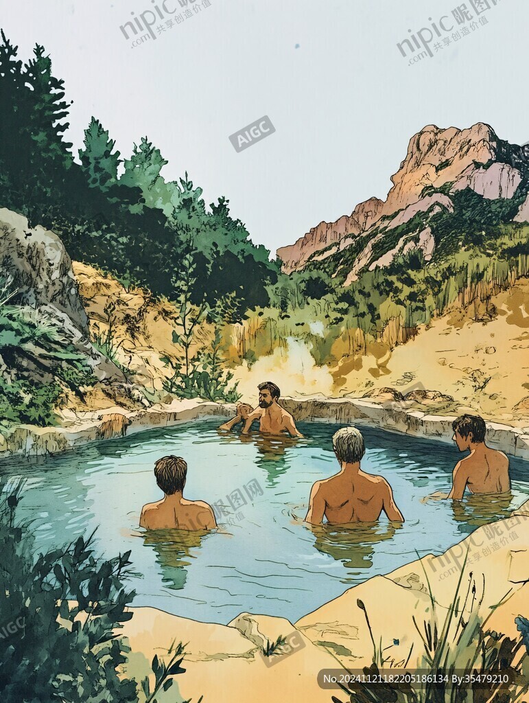 浴池插画