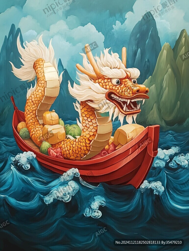 卡通龙船